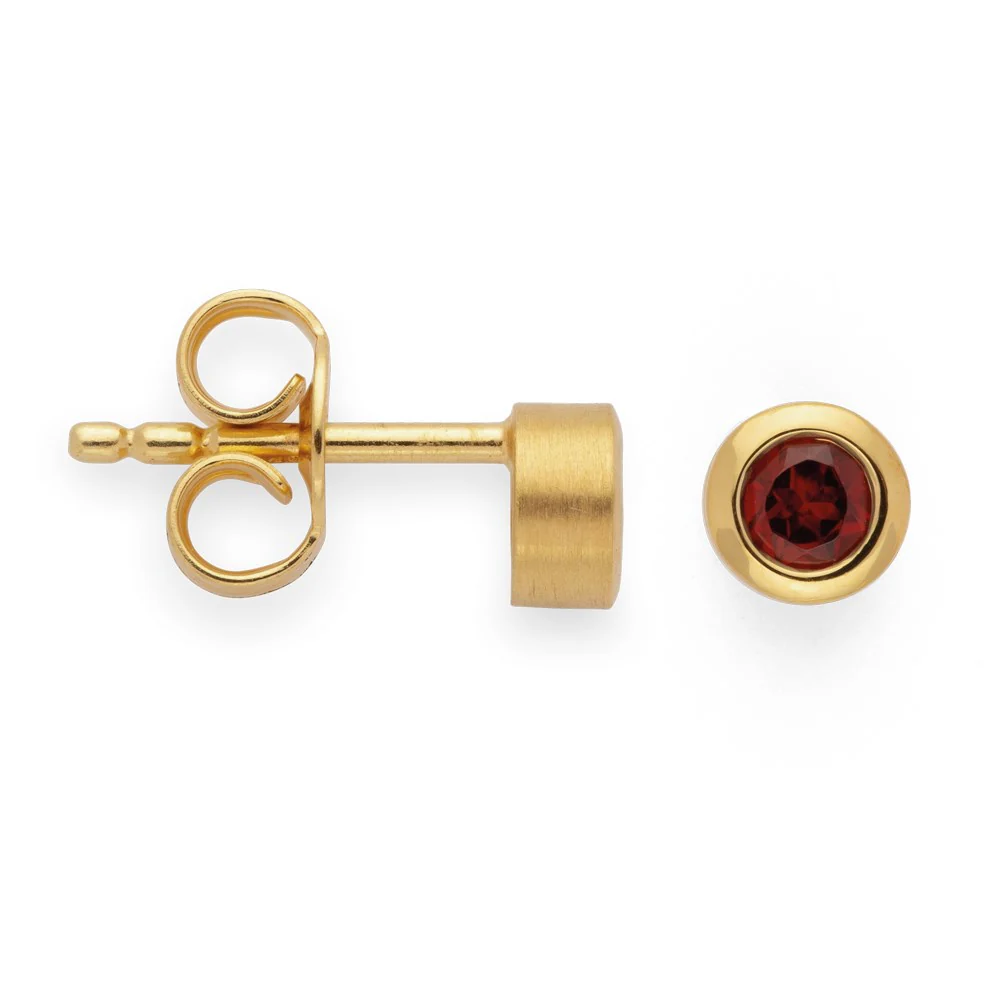 925/- Øreringe, fg mat/blank, granat 0,30ct
