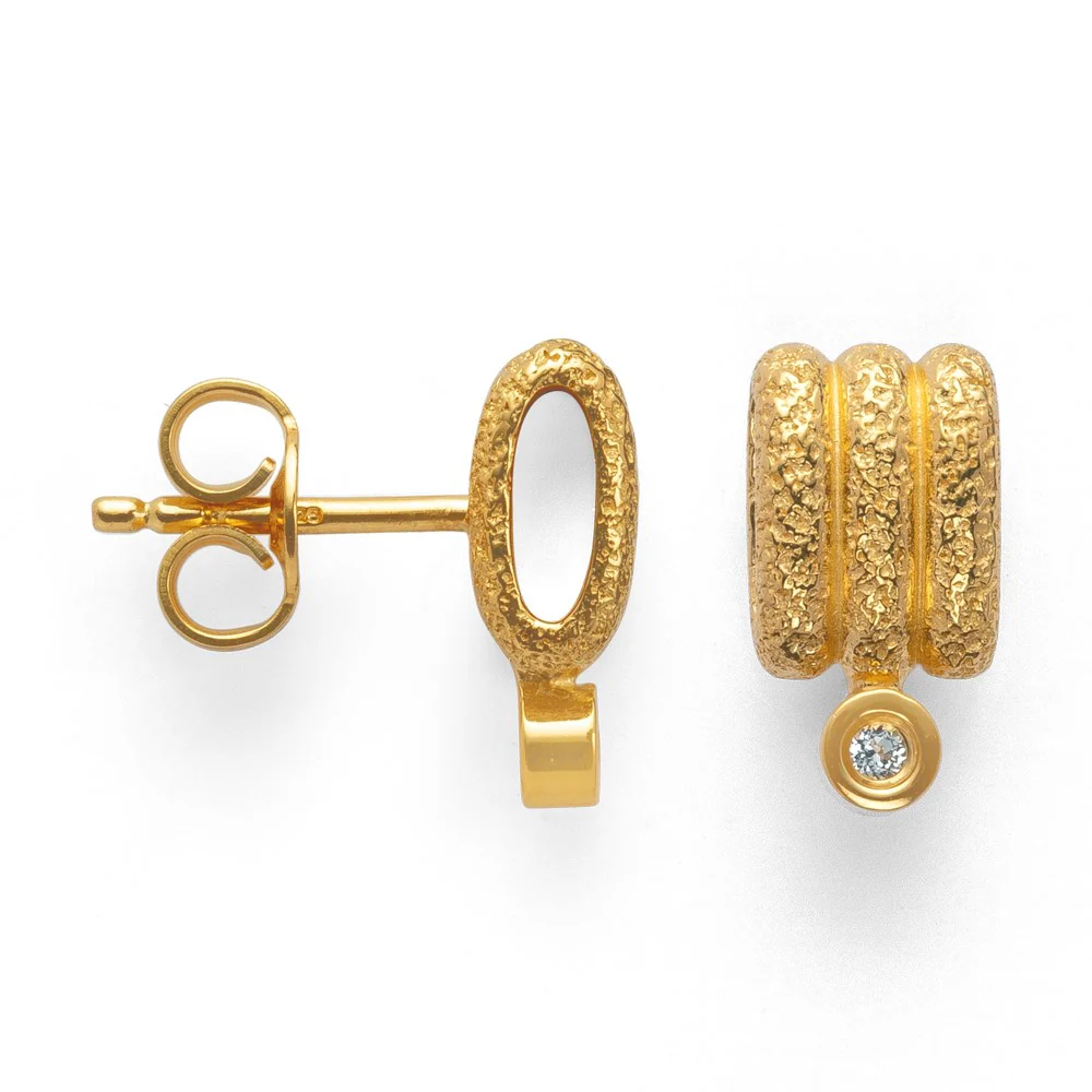 925/- Øreringe, fg mat/børstet, hvid topas 0,024ct