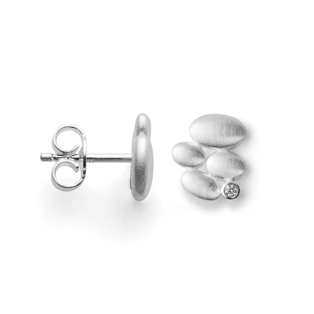 925/- øreringe, mat, dia. 0,02ct W-SI