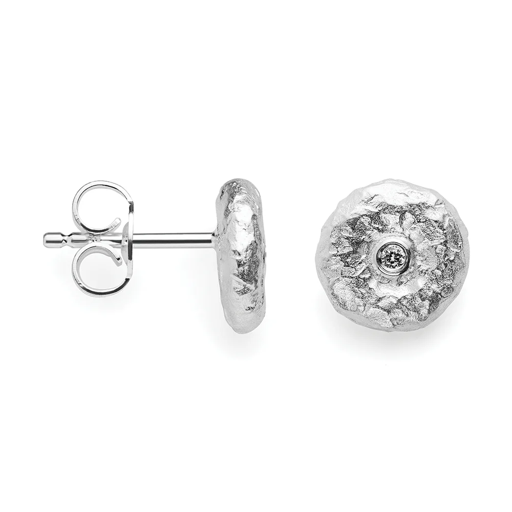 925/-øreringe, special textured, dia. 0,02ct W-SI