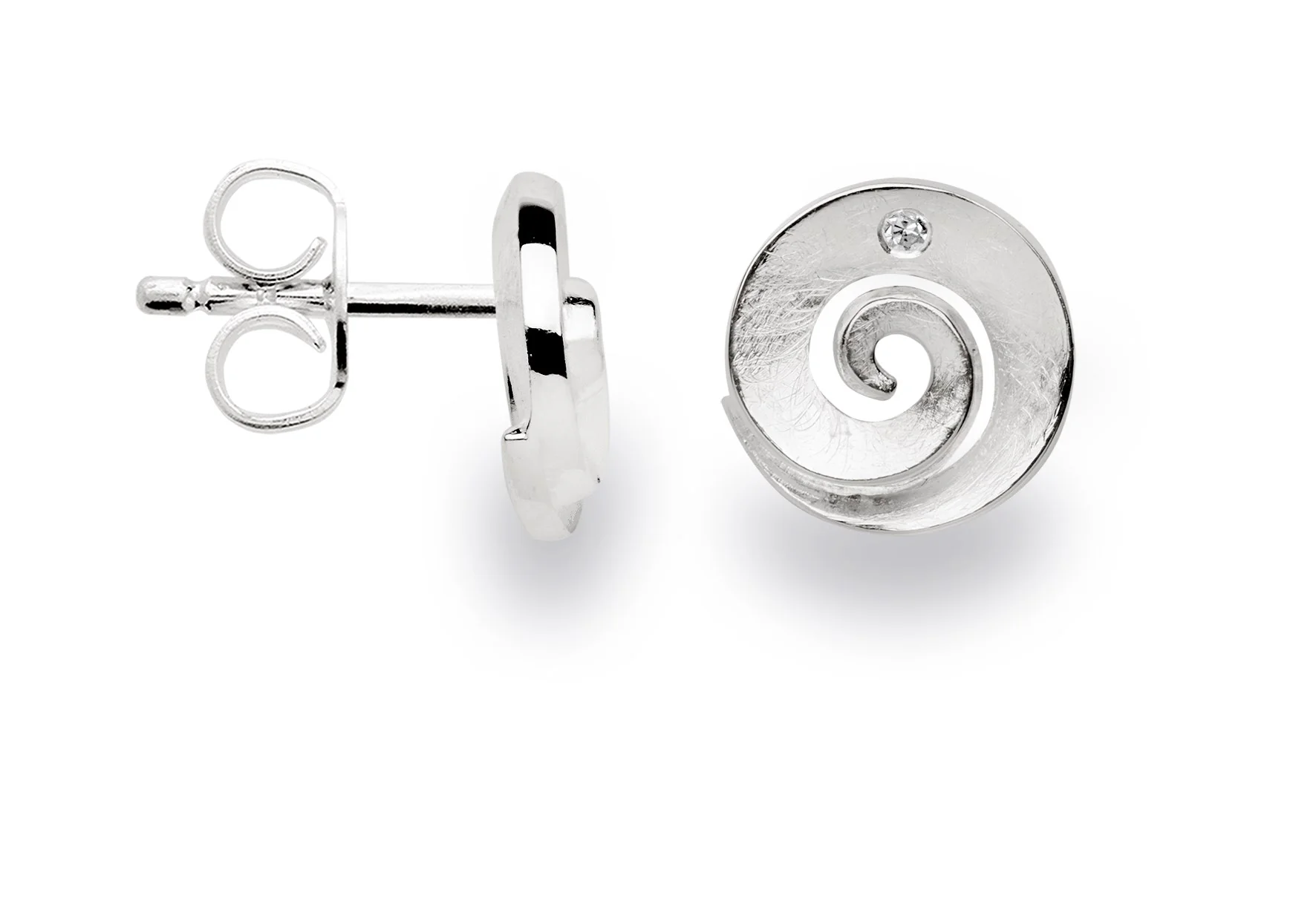 925/- Ørestikker børstet, dia.er 0,01ct W-SI