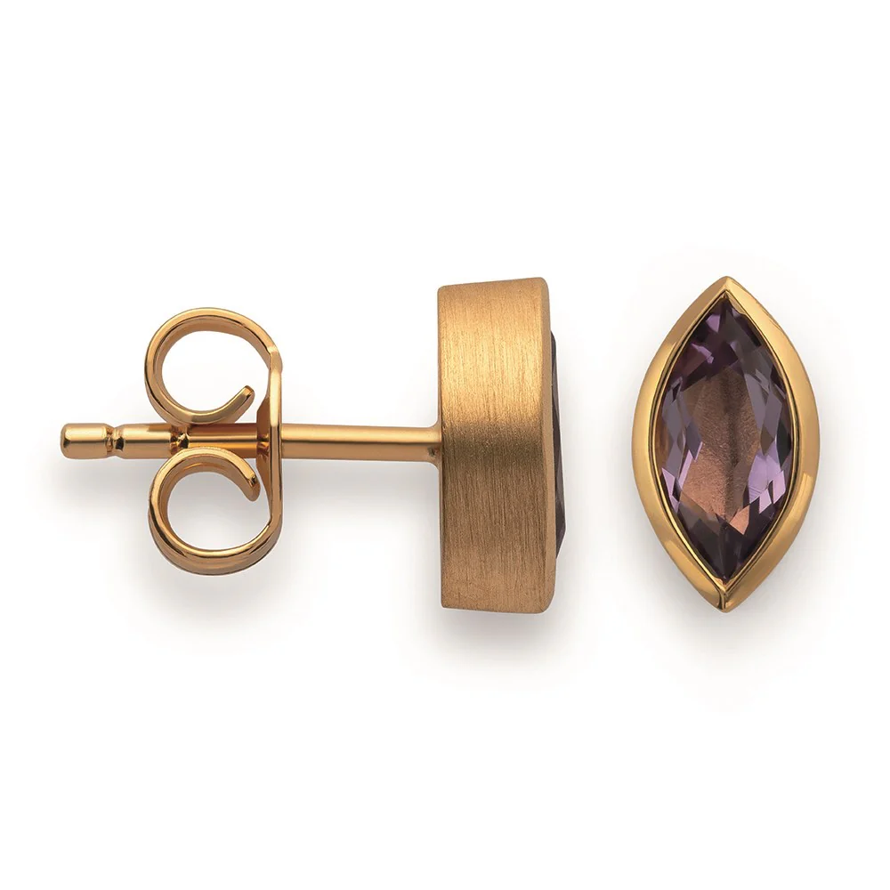 925/- Ørestikker, fg, poleret, ametyst 0,67ct