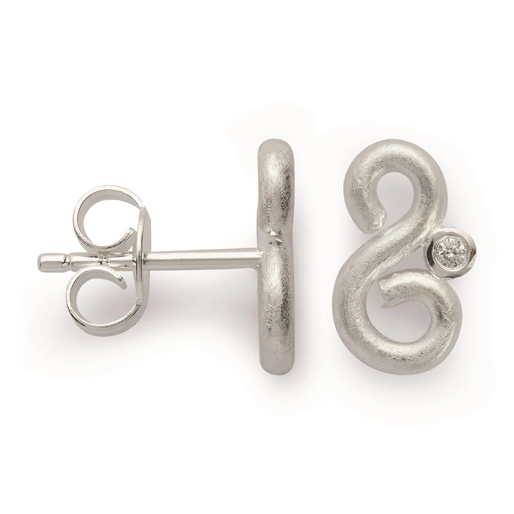 925/- Ørestikker, mat, Dia. 0,01ct W-SI