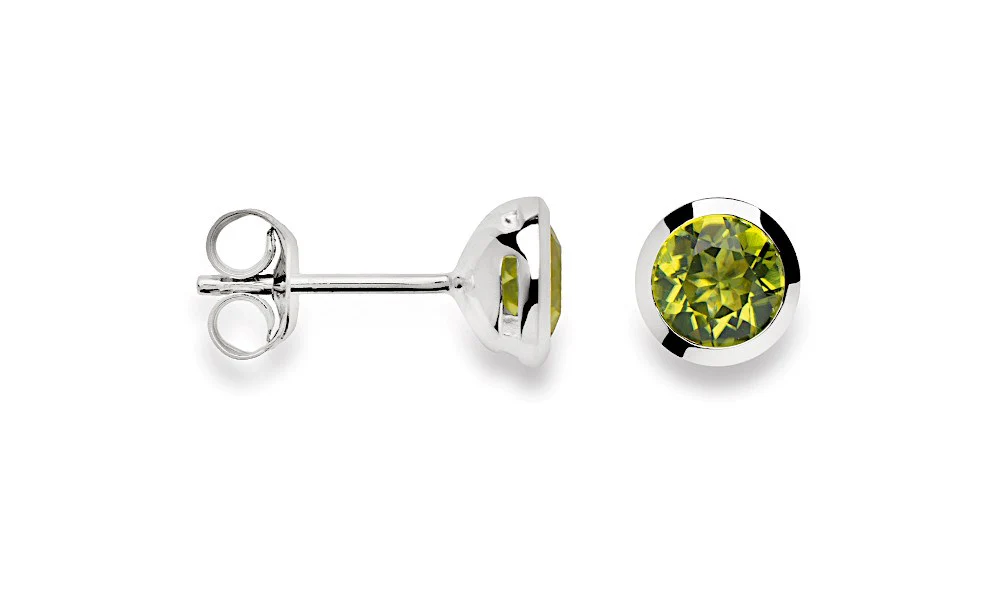925/- Ørestikker polerede, peridot 0,90ct