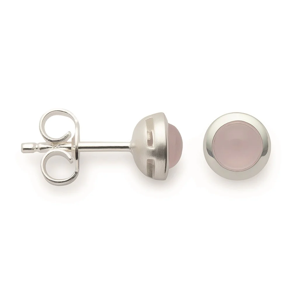 925/- Ørestikker, poleret, rosakvarts 0.54ct