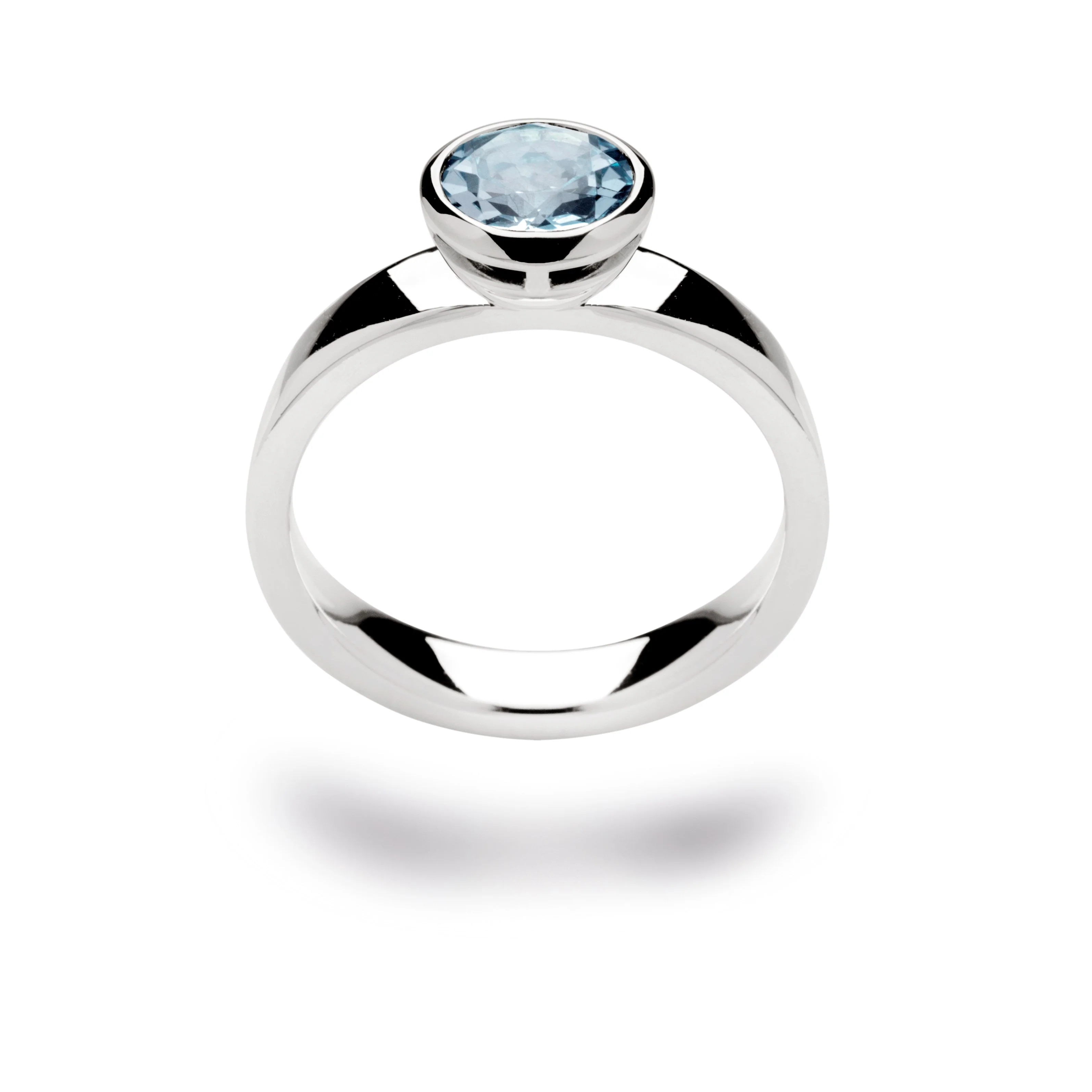 925/- Ring blank, blå topas 1,70ct