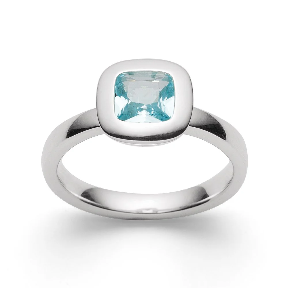 925/- Ring blank, blå topaz 1.07ct