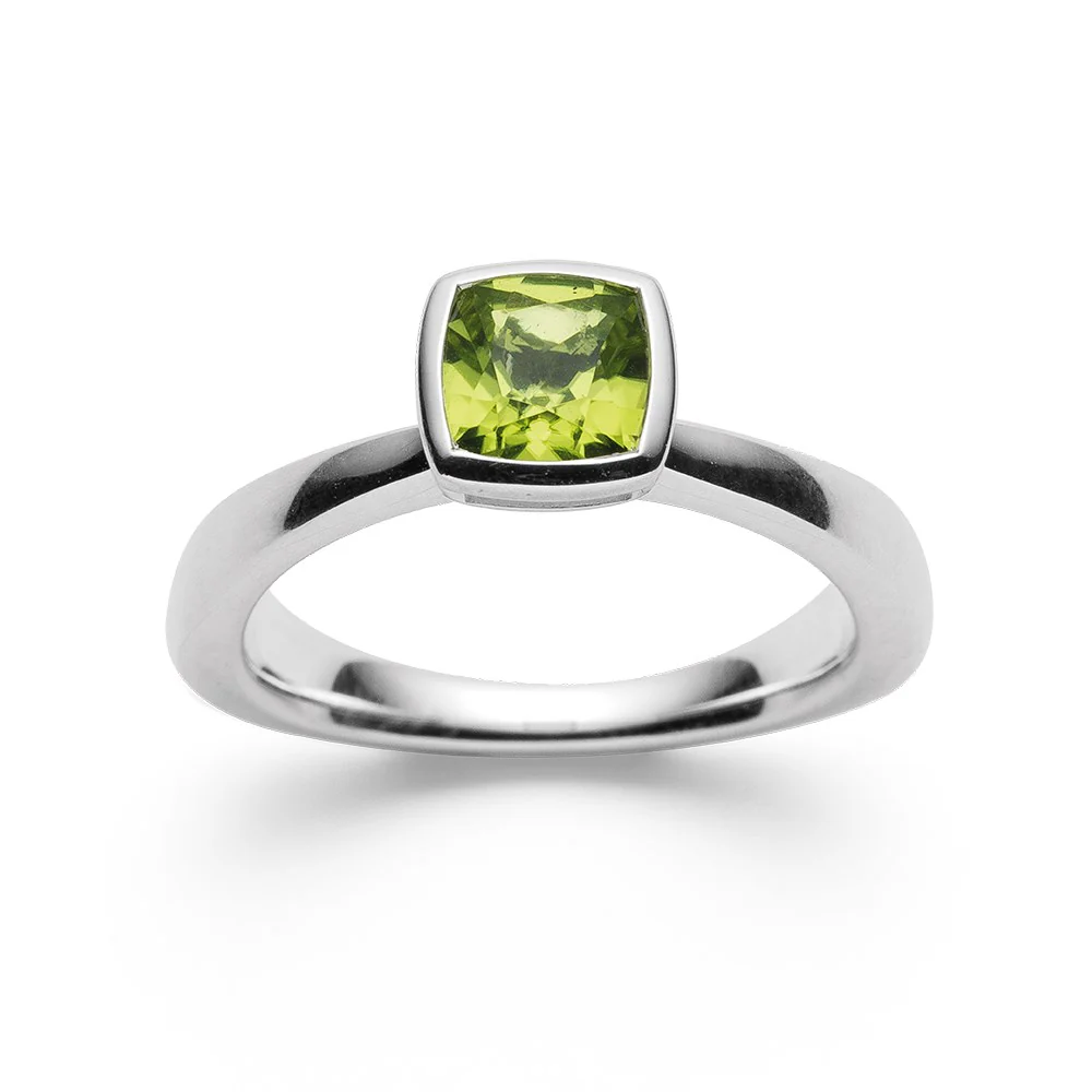 925/- ring blank, peridot 1,03ct