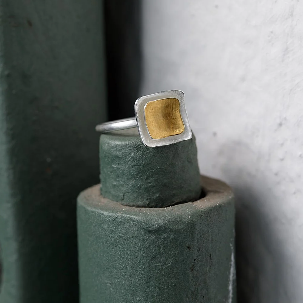 925/- ring, delvis fg., børstet - Image 3