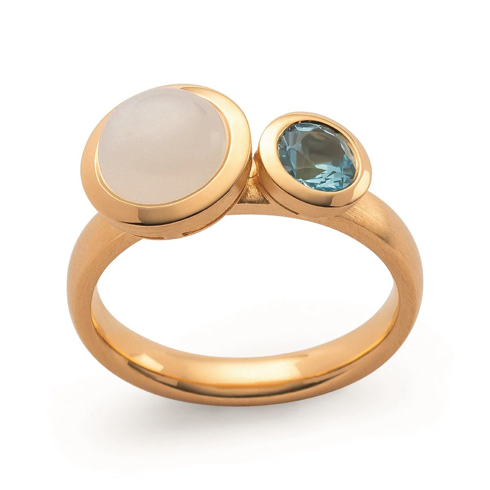 925/ring, fg, månesten 1,9 ct, blå topas 0,5ct