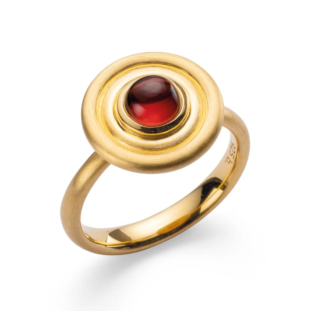 925/- ring, fg mat/blank, granat 1,38ct