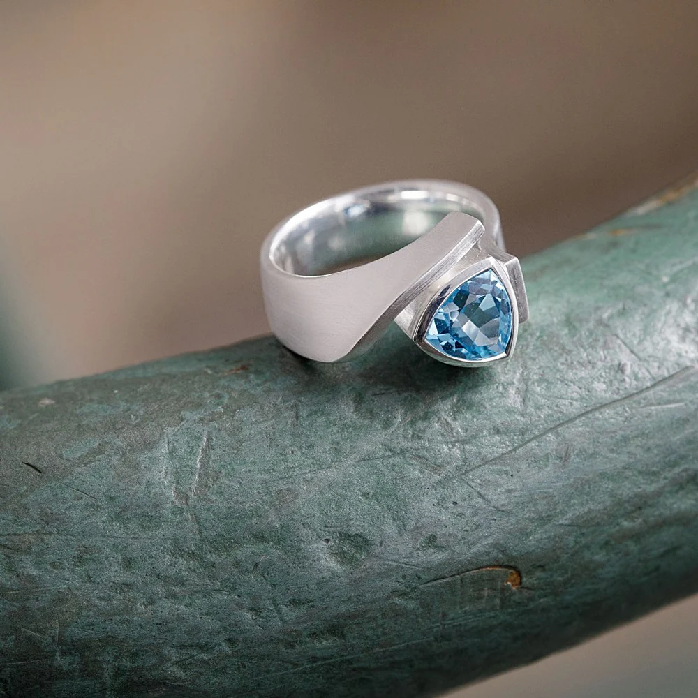 925/- ring, mat, blå topaz 2,43ct - Image 3