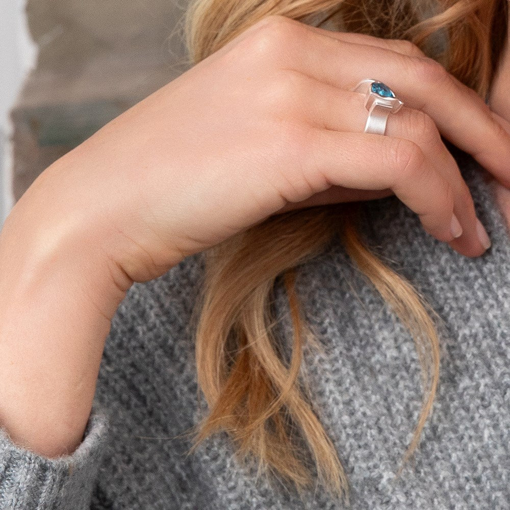 925/- ring, mat, blå topaz 2,43ct - Image 4