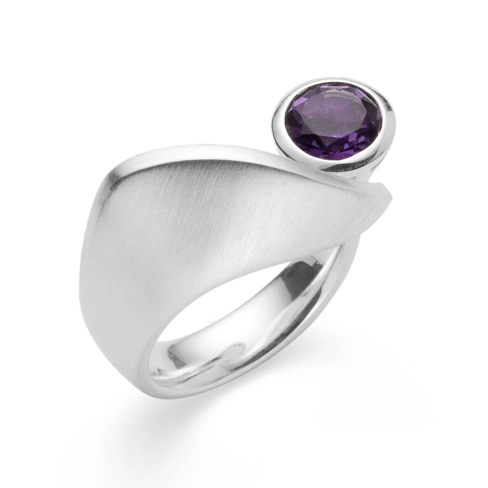 925/- Ring mat/blank, ametyst 1,20ct