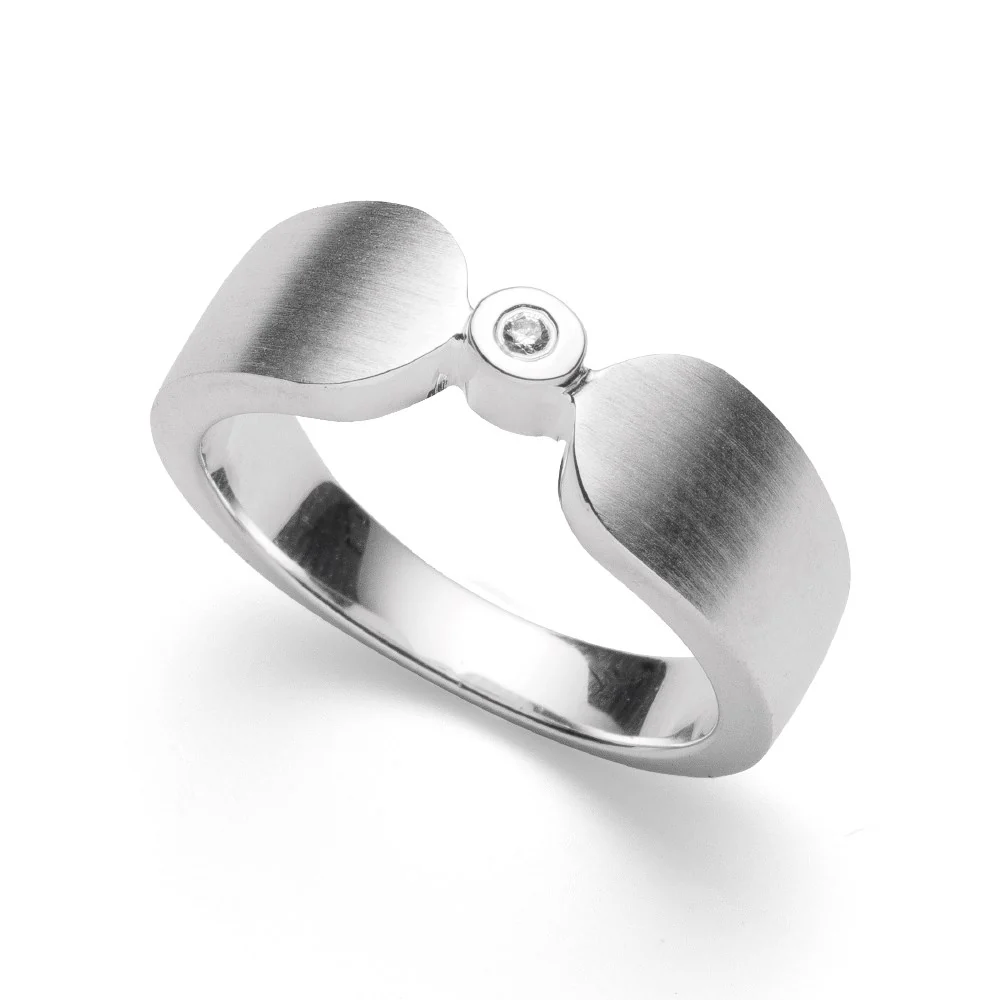 925/- Ring mat/blank, brillant 0,02ct W-SI