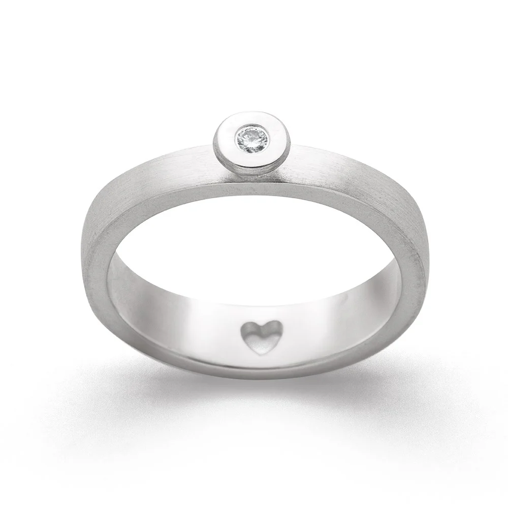 925/- Ring mat/blank, brillant 0,03ct W-SI
