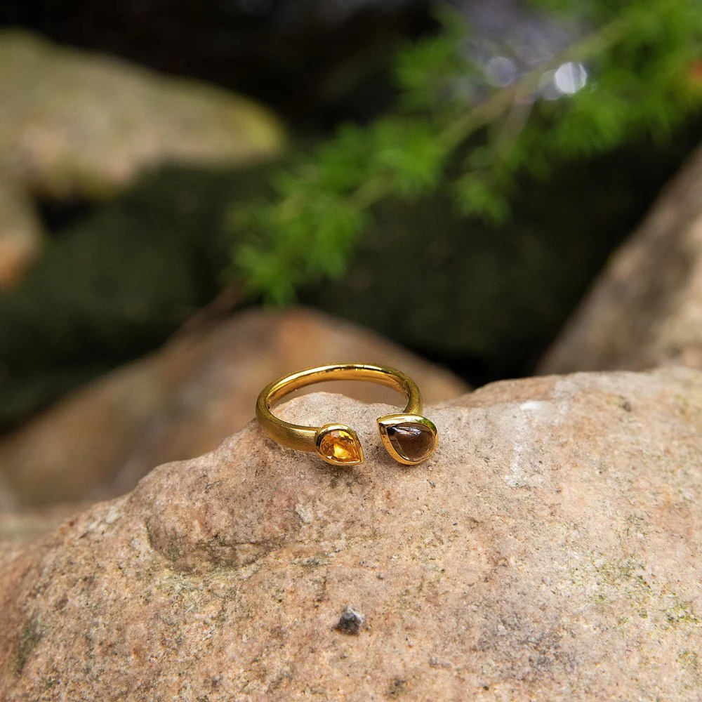 925/- Ring, mat/blank fg, RQ 0,87 ct, citrin 0,41 - Image 3