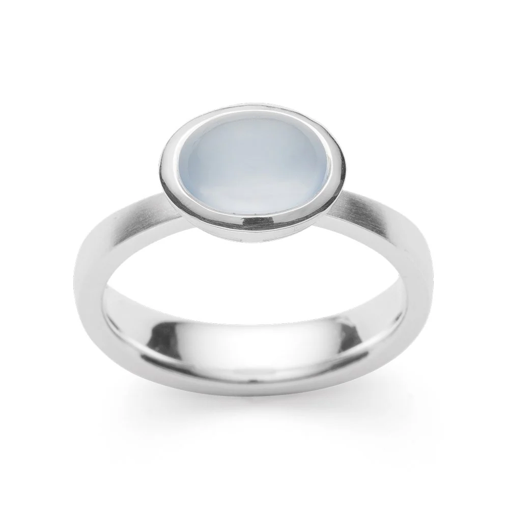 925/- Ring mat/blank, kalcedon 1,60ct