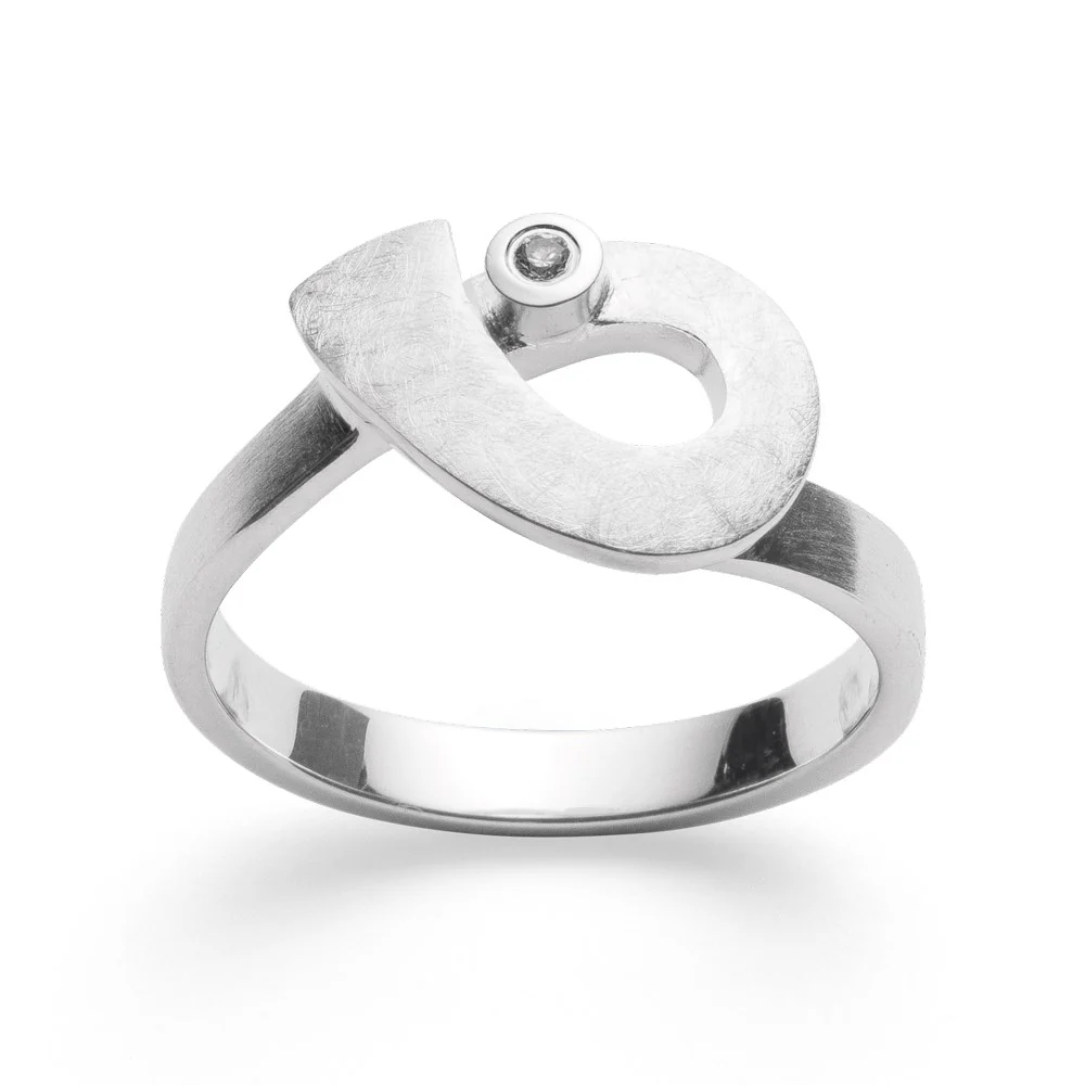 925/- Ring mat/børstet mat, br. 0,02ct W-SI