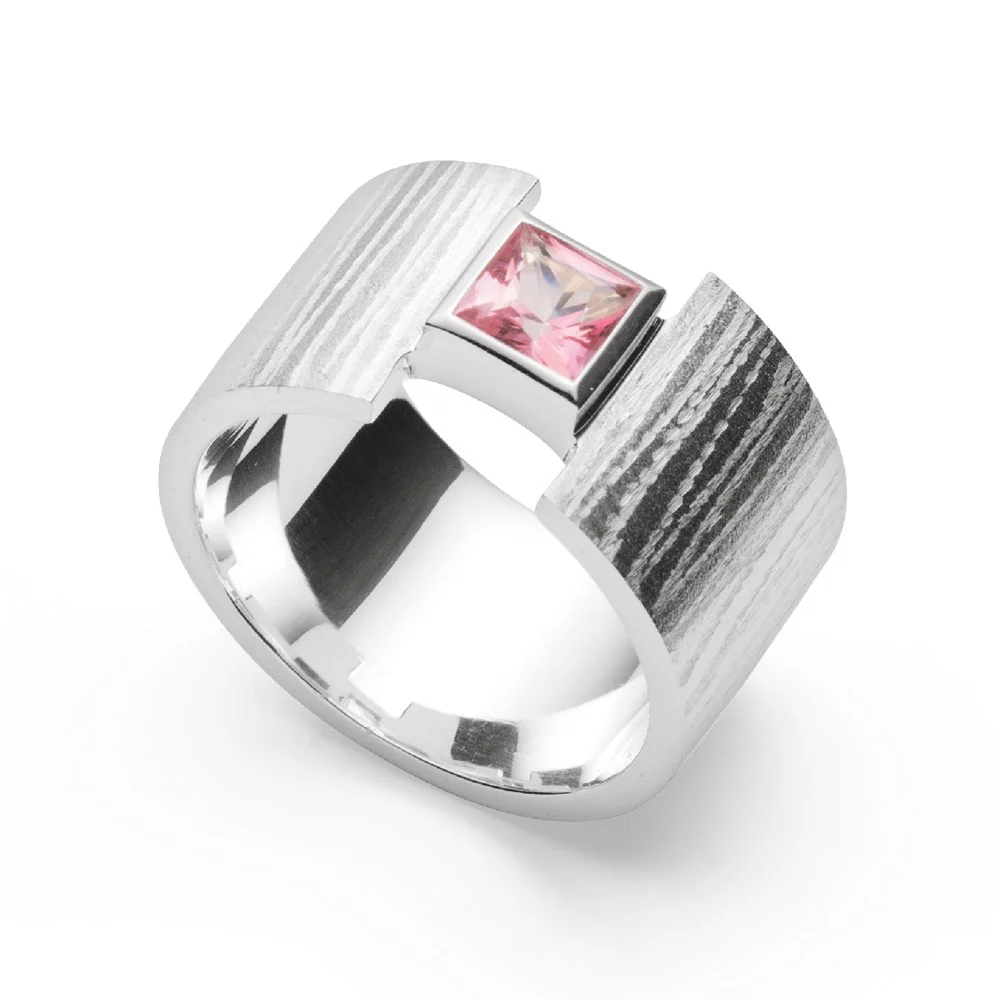 925/- Ring mat/børstet, PINK TOPAZ 0,70CT