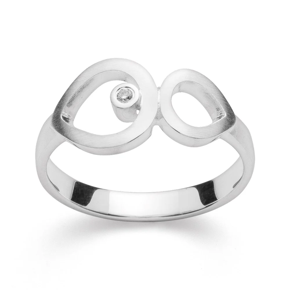 925/- Ring mat, brillant 0,02ct W-SI