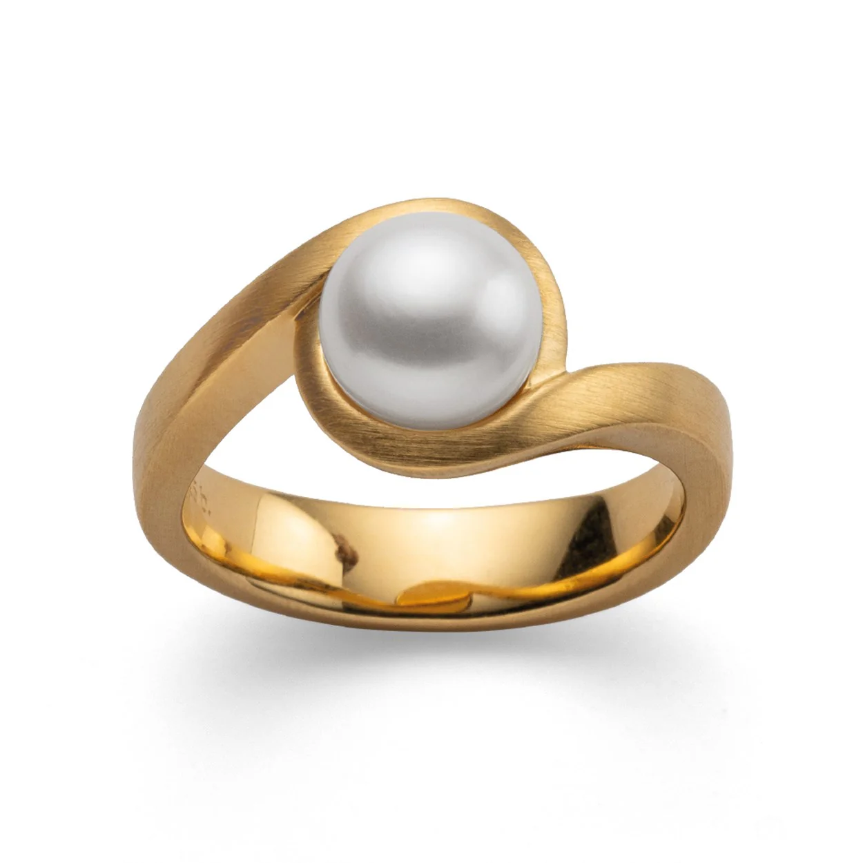 925/- Ring, mat fg, hvid kulturperle 3.52ct