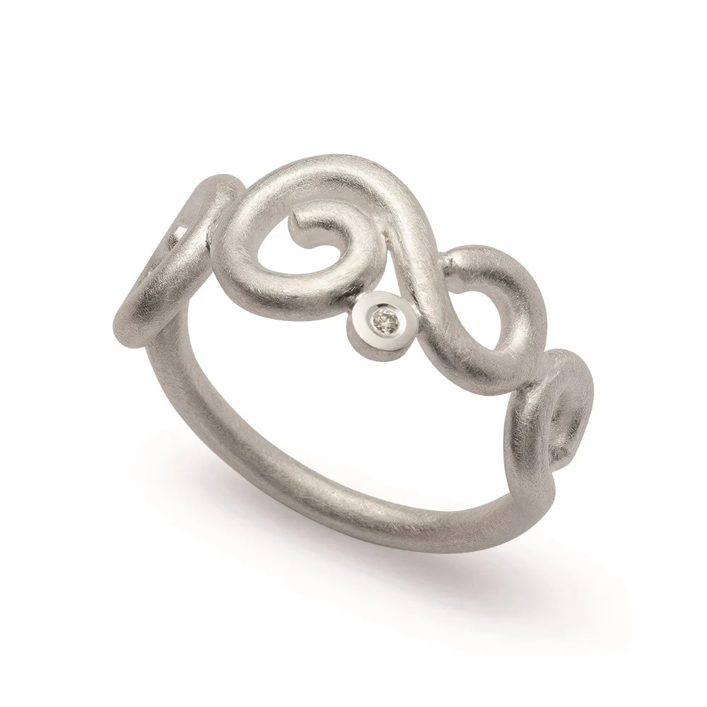925/- Ring, mat/poleret, dia. 0,015ct W-SI