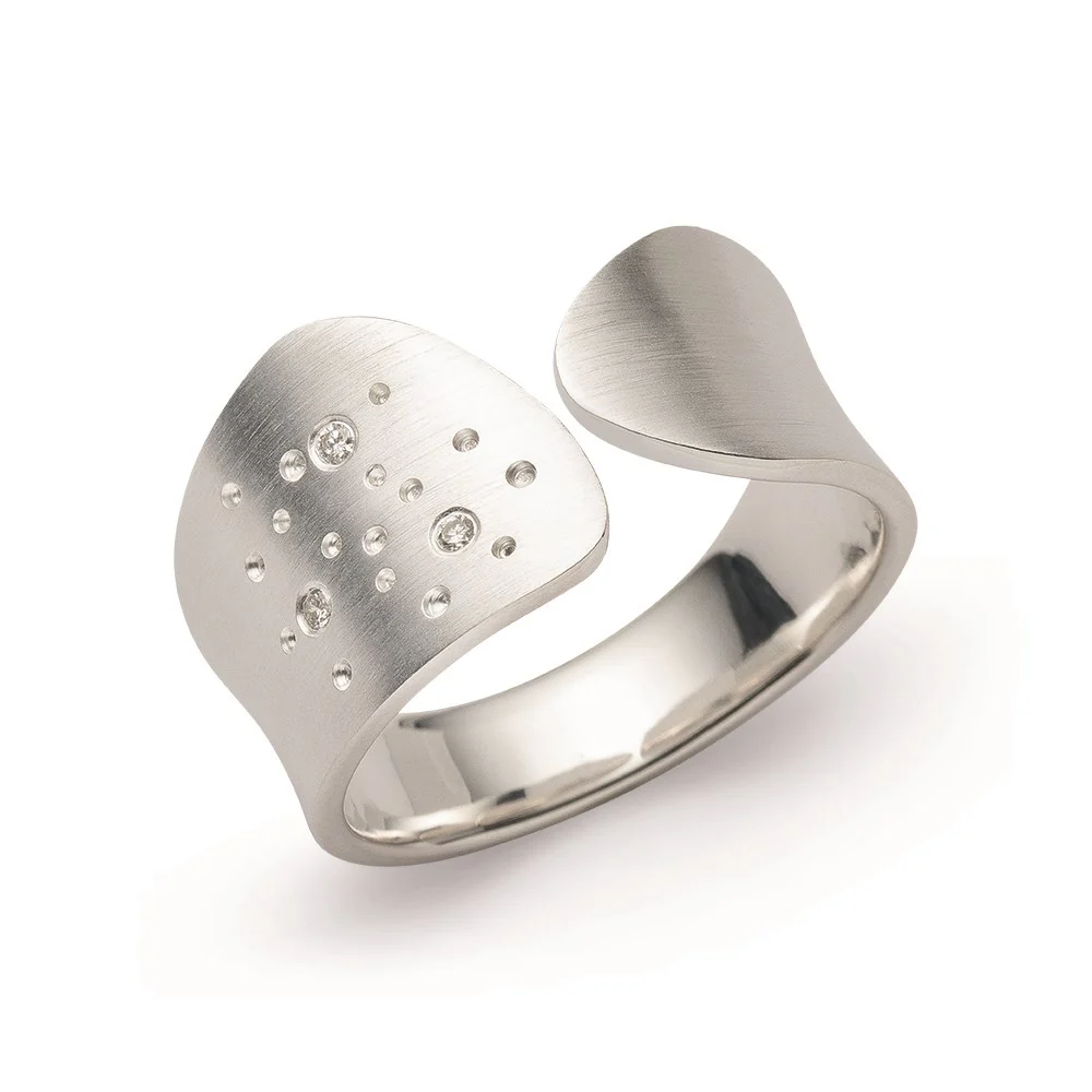 925/- Ring, matteret, Dia. 0,03ct W-SI