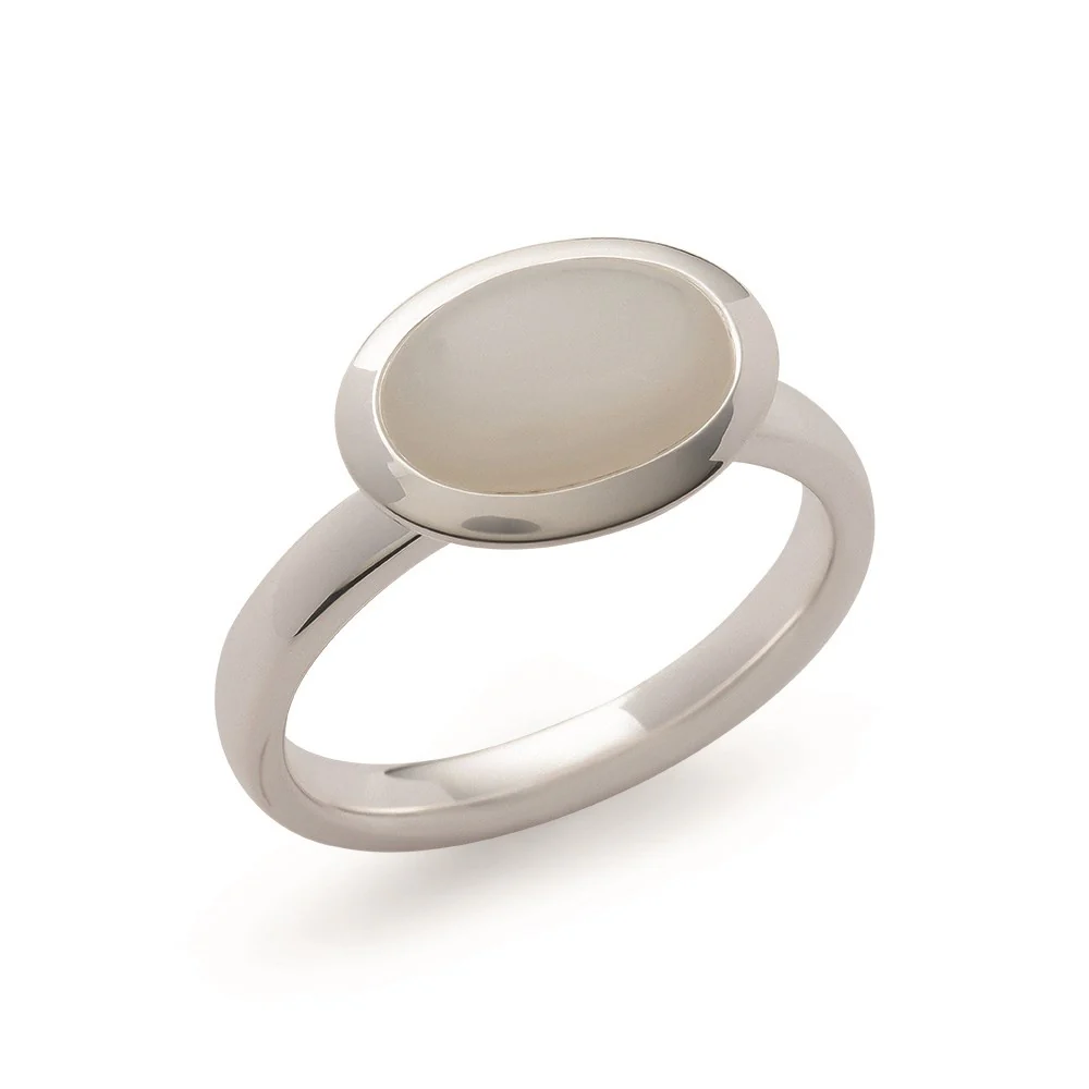925/- Ring, poleret, månesten hvid 2.11ct