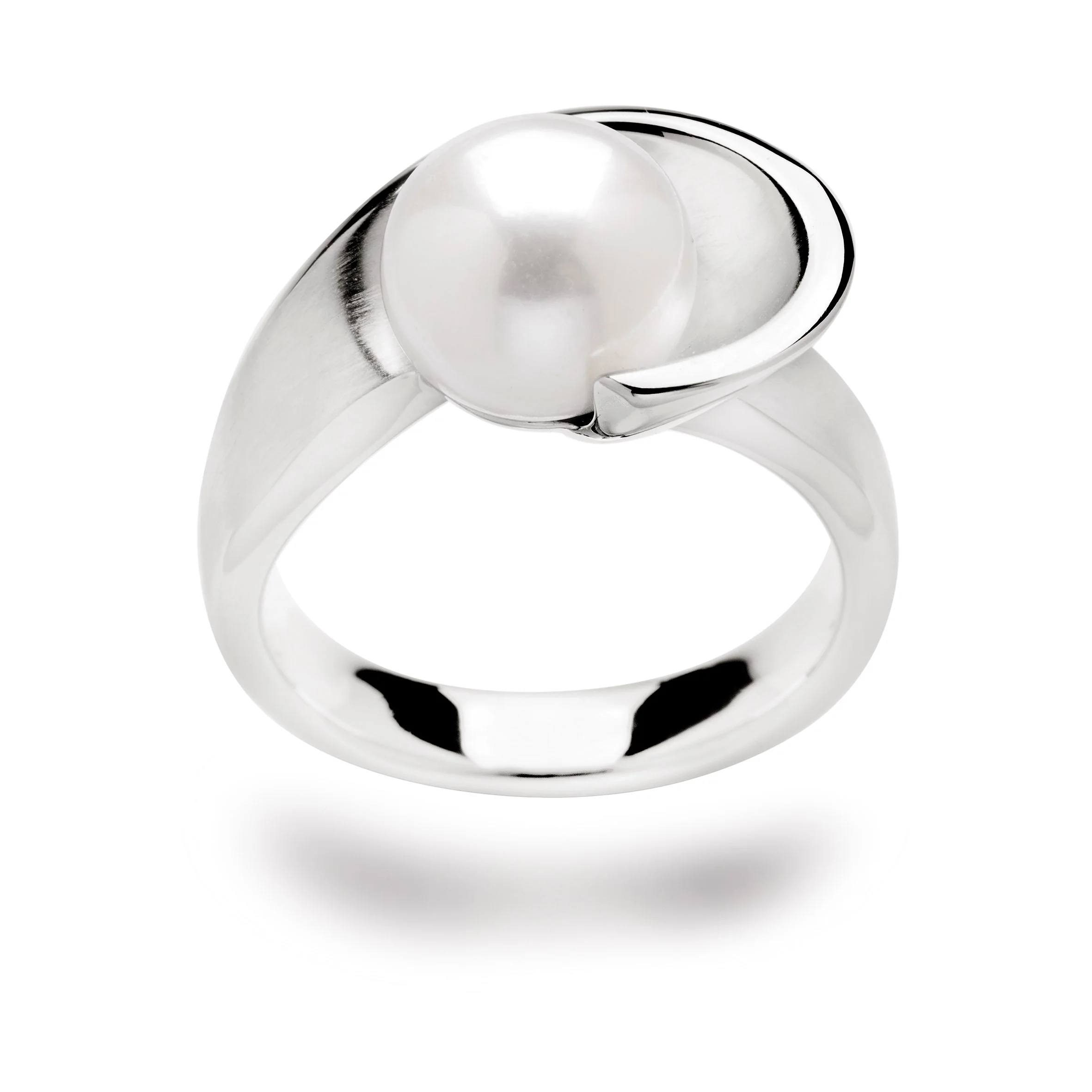 925/- Ring, rho. mat/blank hvid kulturperle 4.51ct