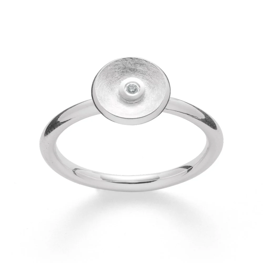 925/- Ringbørstet/blank, brillant 0,02ct W-SI