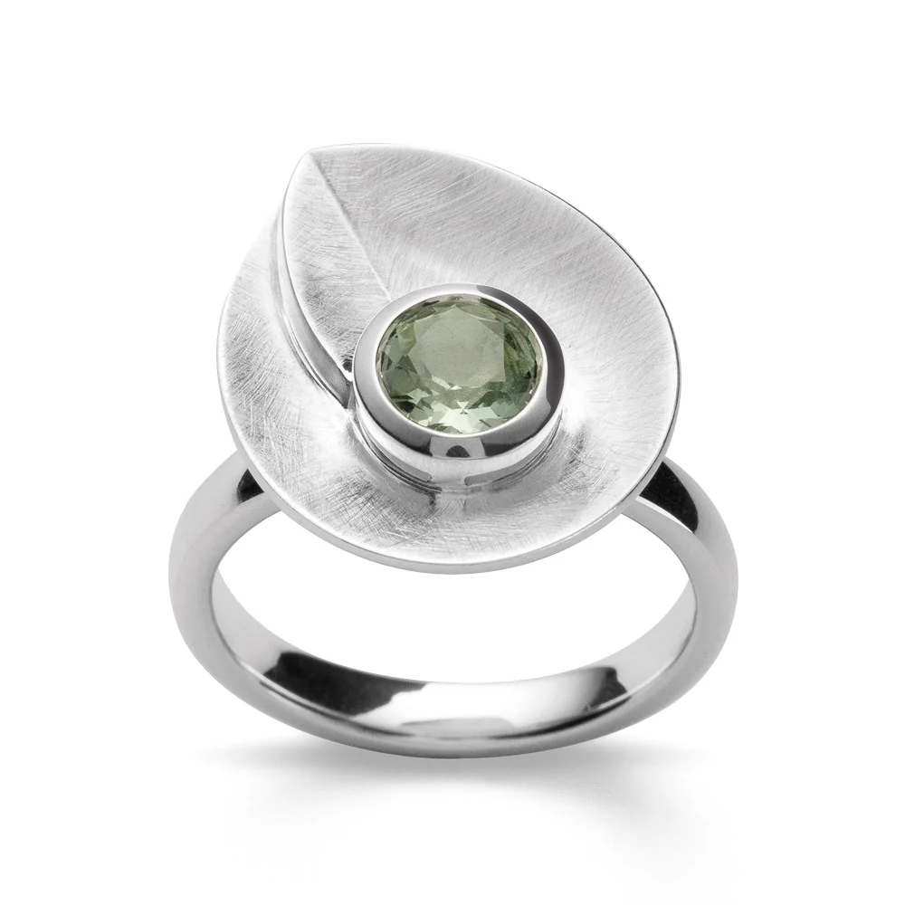 925/- Ringbørstet mat/blank, grøn ametyst 0,65ct