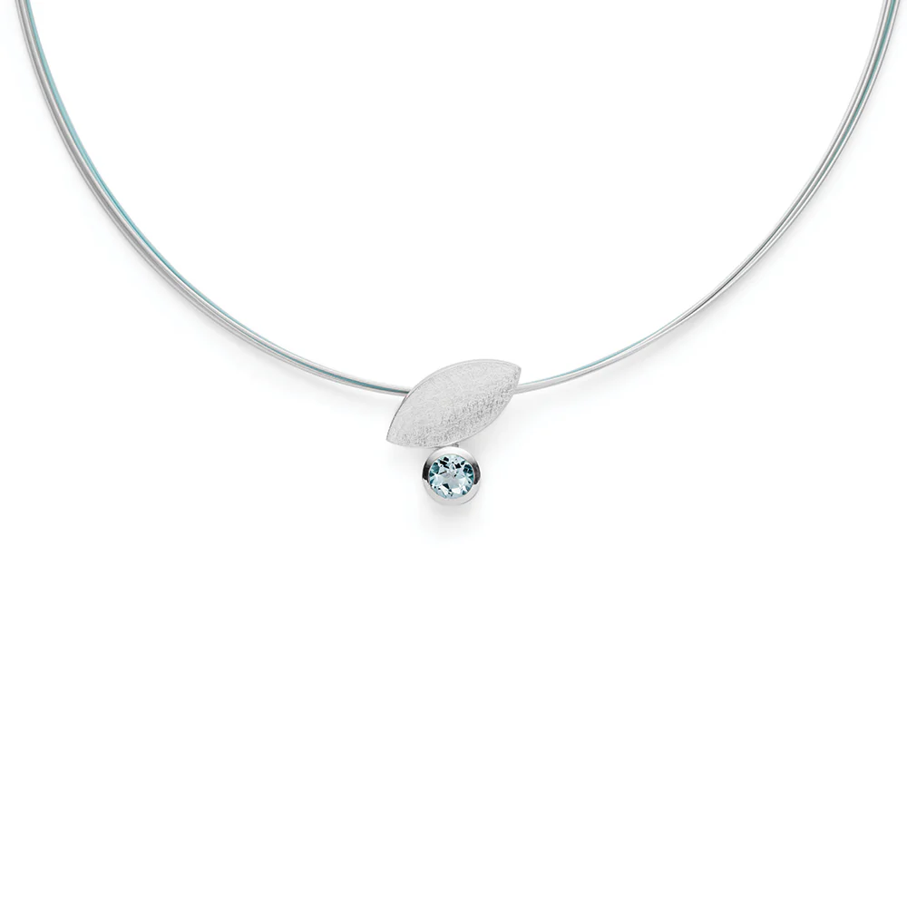 925/- vedhæng, børstet, blå topaz 1,02ct