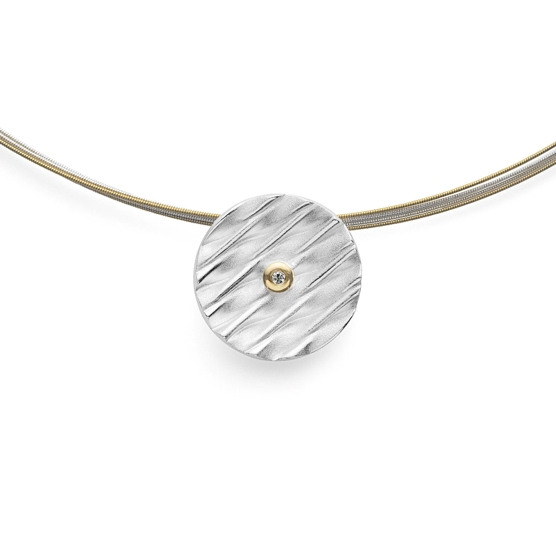 925/- Vedhæng, fg tekstureret/blank, 0,015ct