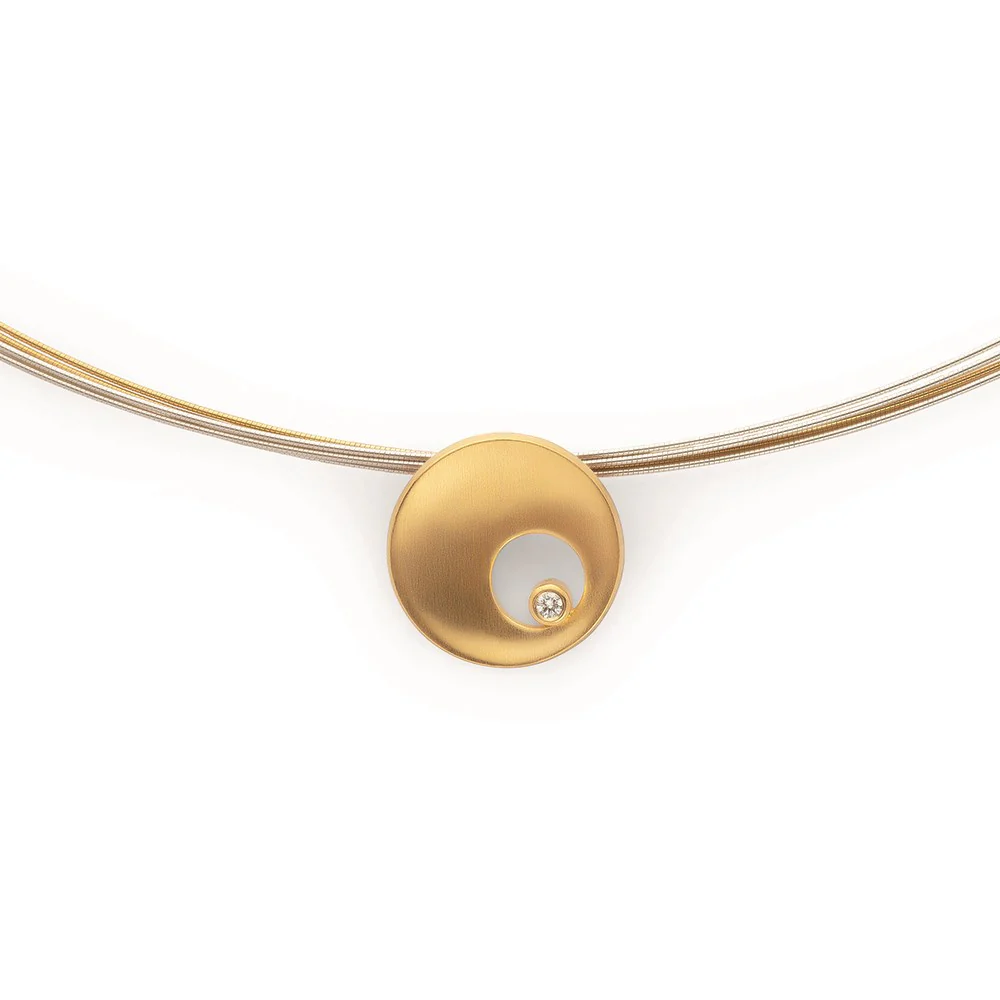 925/- Vedhæng, forgyldt, mat, Dia. 0,02ct W-SI