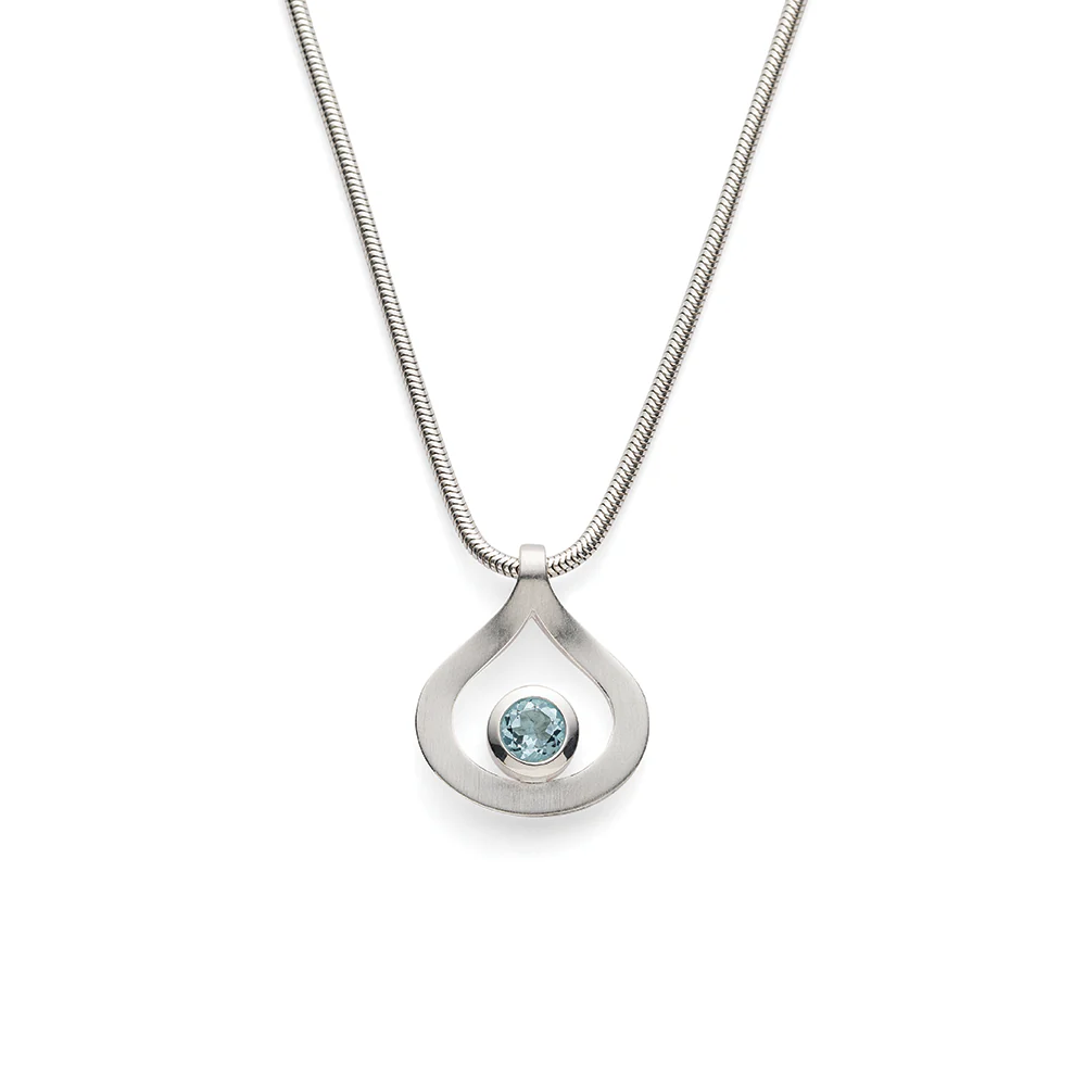 925/- vedhæng, mat, blå topaz 0,36ct