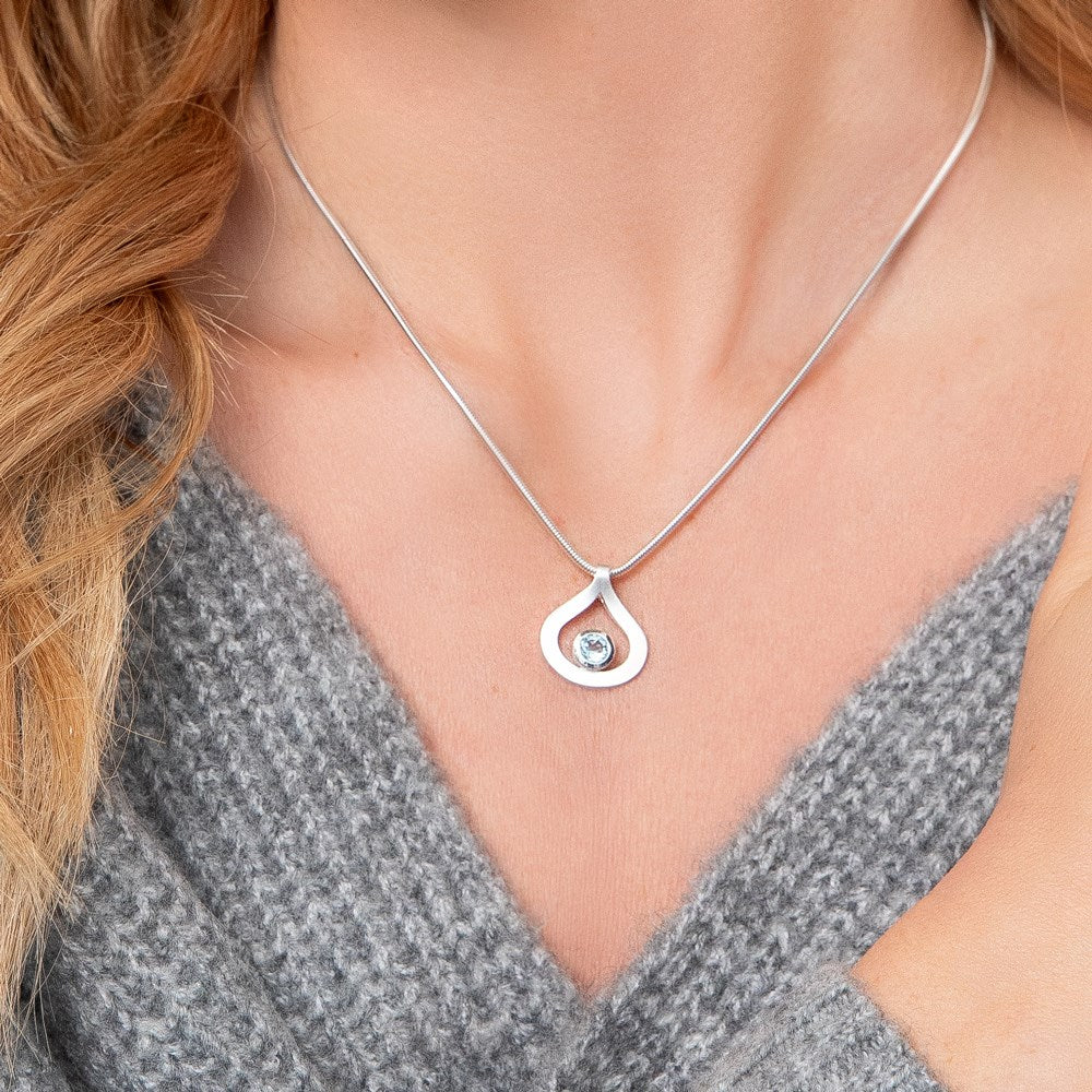 925/- vedhæng, mat, blå topaz 0,36ct - Image 2