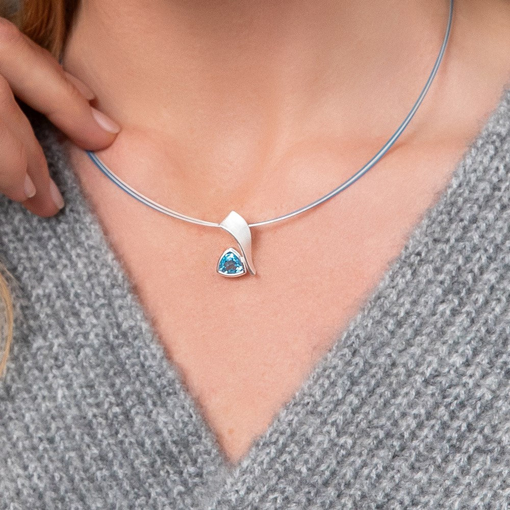 925/- vedhæng, mat, blå topaz 2,37ct - Image 2