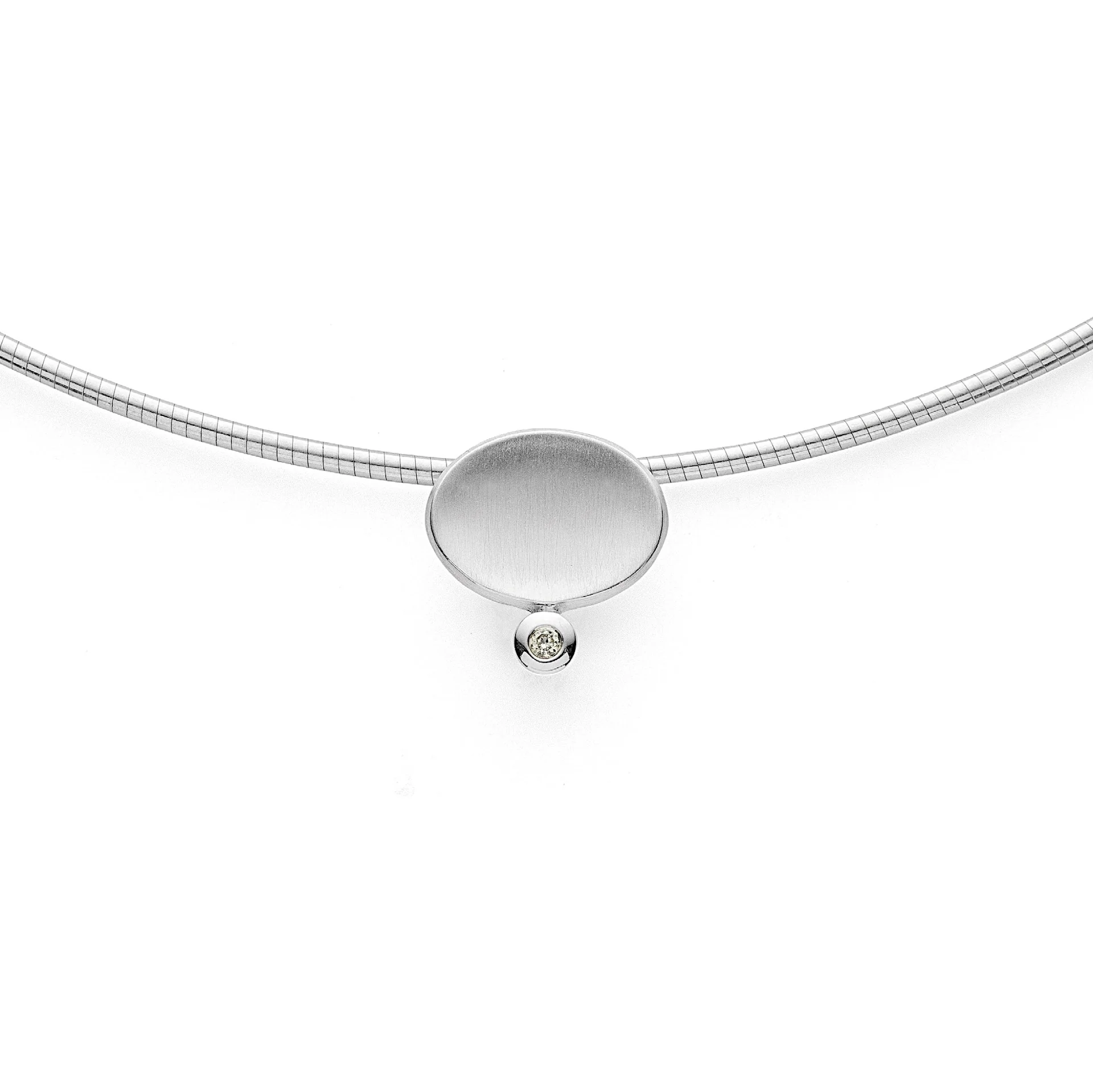 925/- Vedhæng mat/blank, brillant 0,015ct W-SI