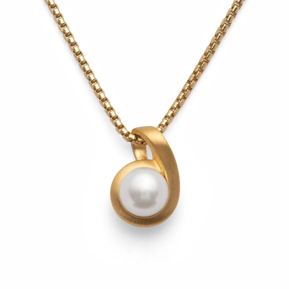 925/- Vedhæng, mat fg, hvid kulturperle 3.52ct