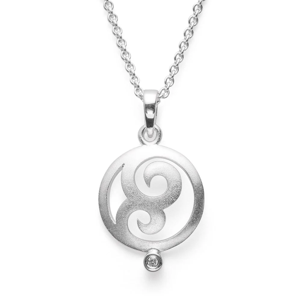 925/- Vedhæng sandblæst, brillant 0,02ct W-SI