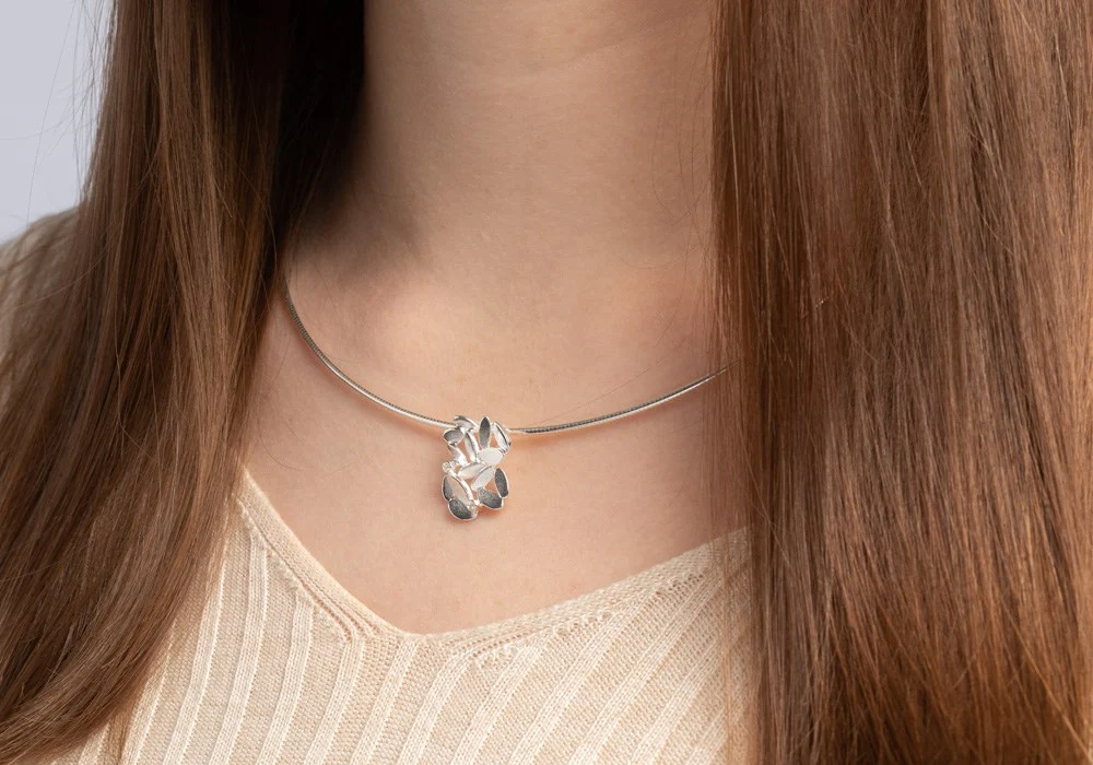 925/- Vedhæng sandblæst, dia.er 0,02ct W-SI - Image 2