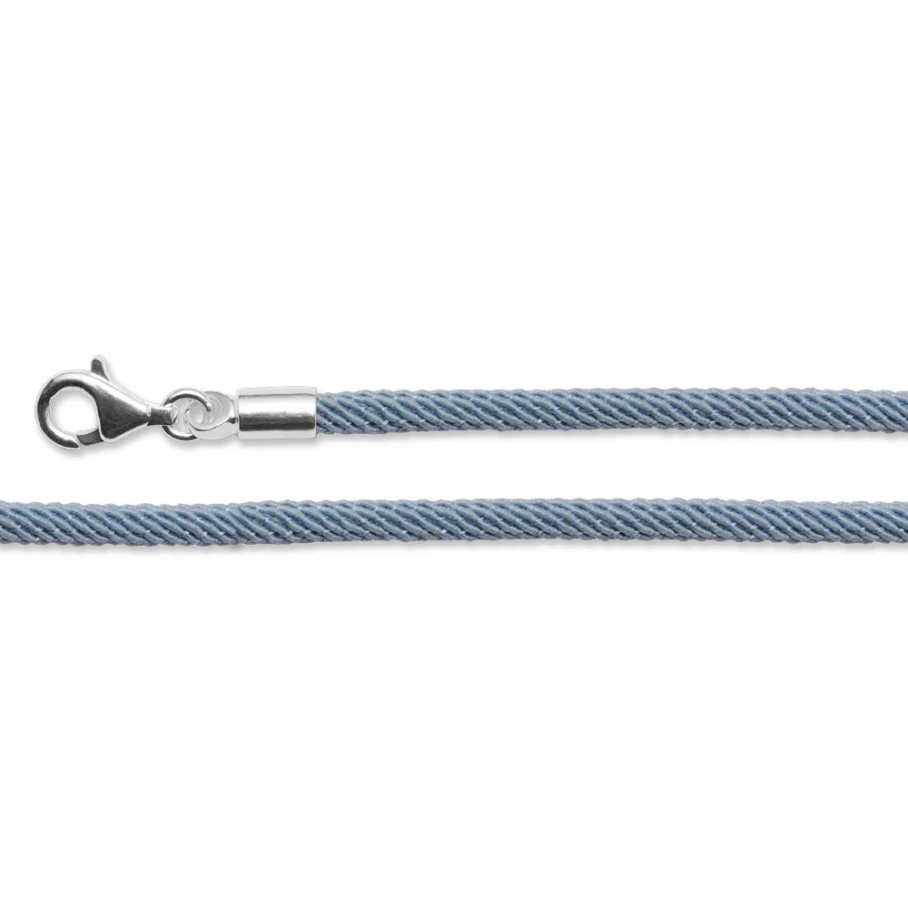 Blå bomuldsrem 925/- karabin43+5cm