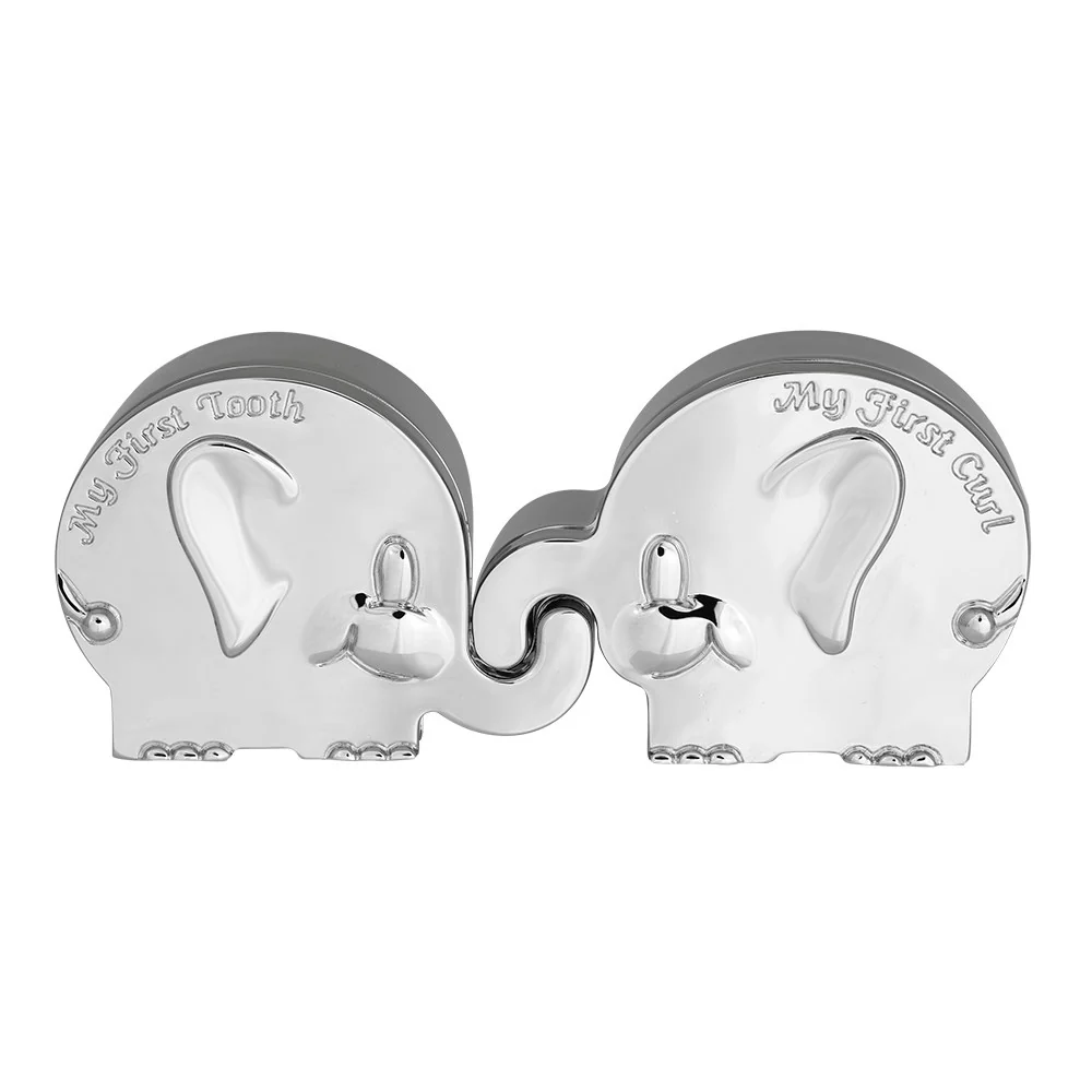 Forkromet æske min første tand/hårlok elefant