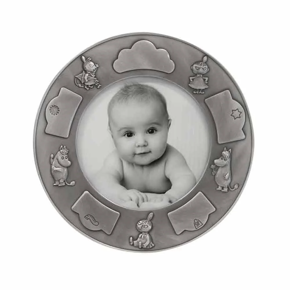 Fortinnet fotoramme (rund) m. Mumi & Lille My