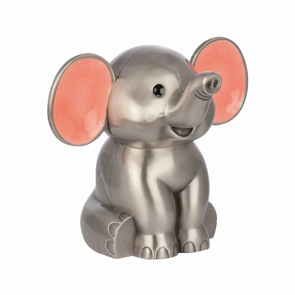 Fortinnet sparebøsse elefant m. lyserøde ører