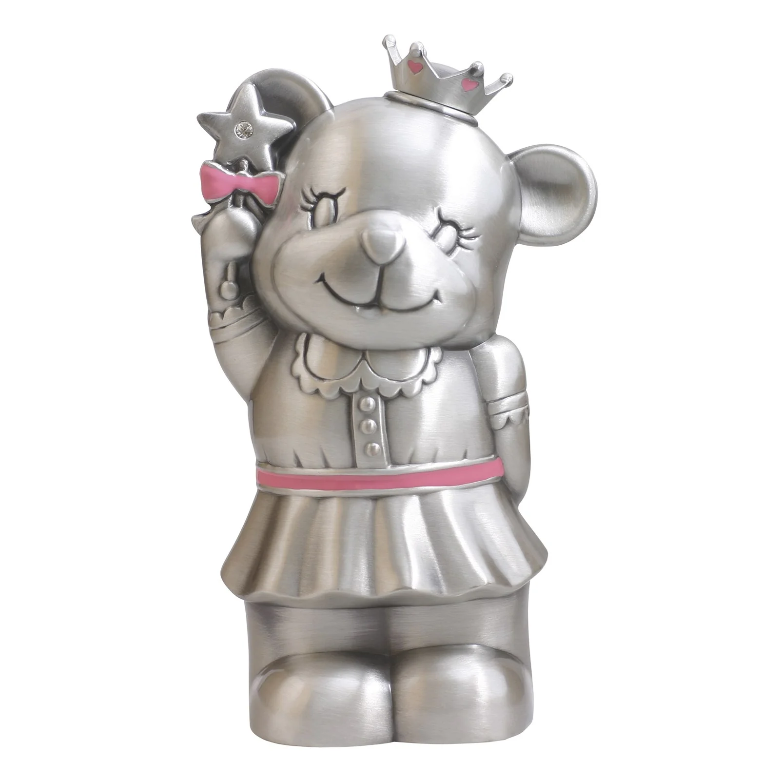 Fortinnet sparebøsse prinsesse-bamse m. emalje