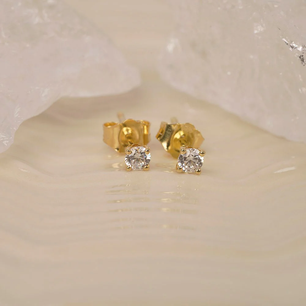 LUXURY 14kt. guldørestikker m. lab grown diamant 2x0,125ct TW/VS2