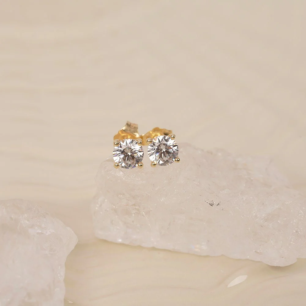 LUXURY 14kt. guldørestikker m. lab grown diamant 2x0,50ct TW/VS2