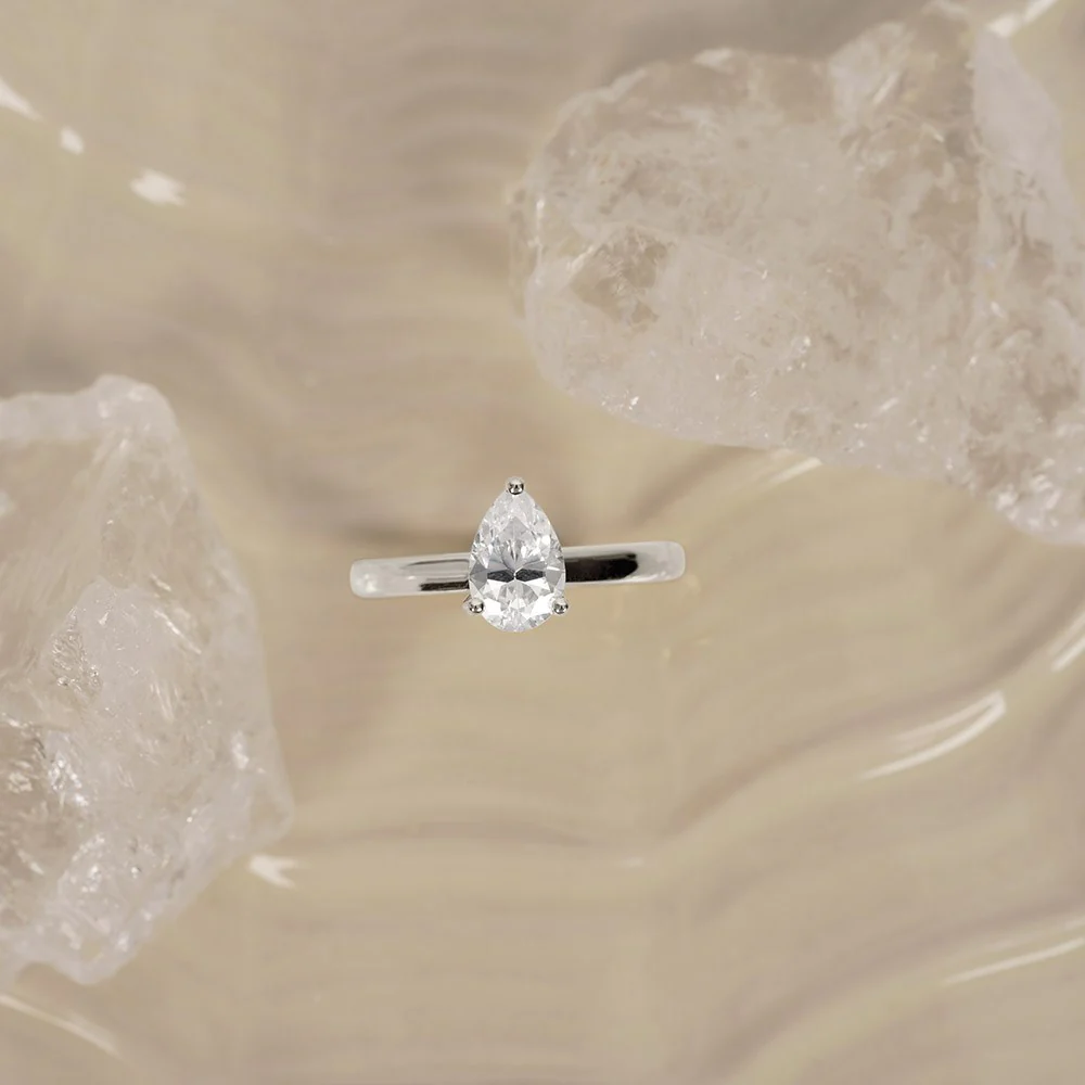 LUXURY Classic dråbe 14kt. guldring m. lab grown diamant 1,0ct TW/VS2 - Image 2